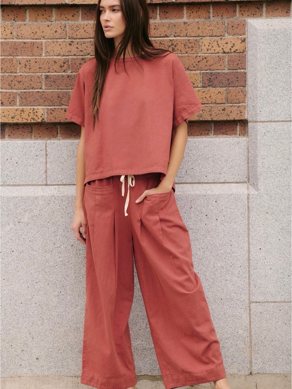Free People Day In The Life Set, Top and Pants in Rust Color, Size Small, New
